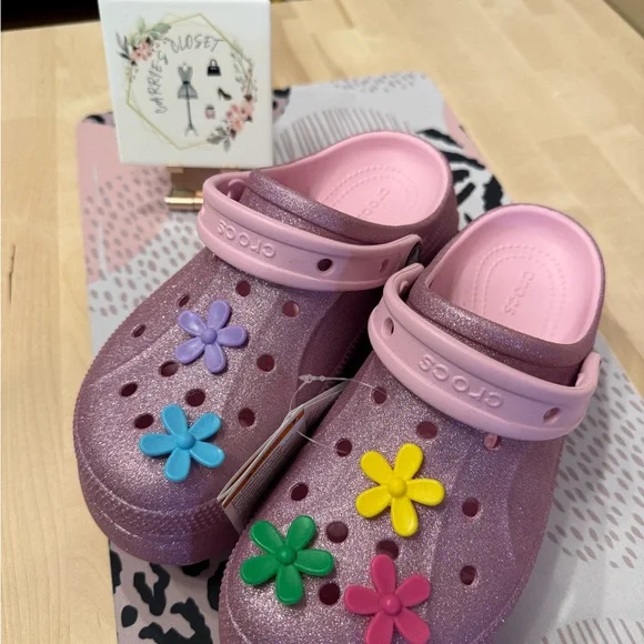 CROCS Bella Glitter Clog in Sparkling Pink - Picture 2 of 11
